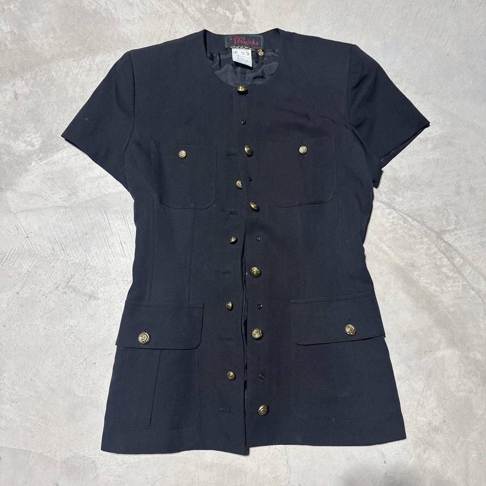 1980s Lolita Lempicka PARIS Vintage Blouse Top Shirt Jacket Button Up Mini Skirt